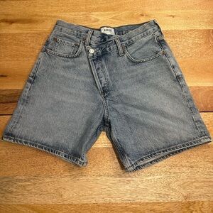 Agolde womens criss cross denim blue shorts size 26